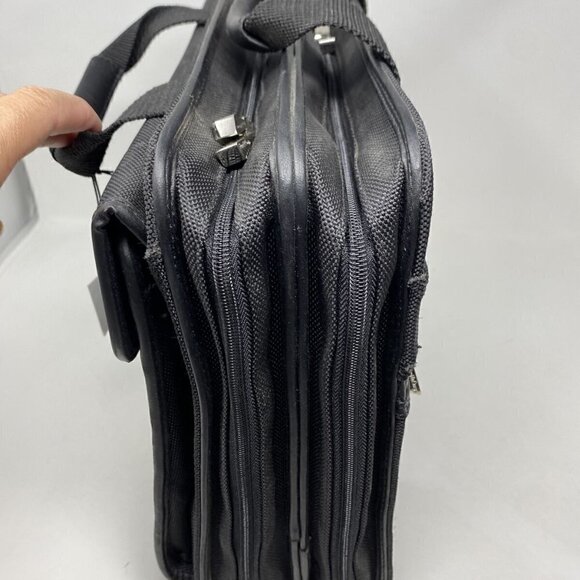 FRANKLIN Covey Black Nylon with leather trim Laptop Briefcase NEW - Picture 4 of 12